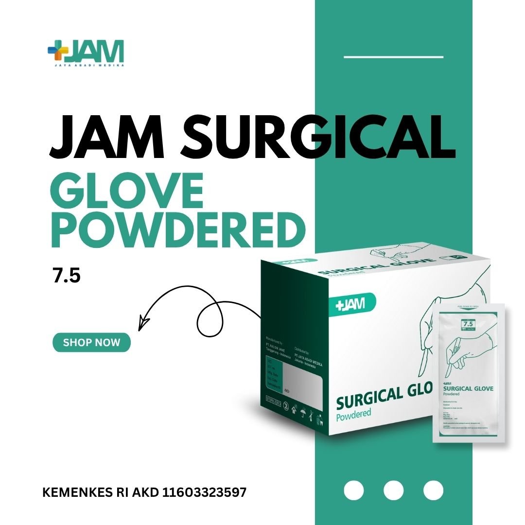 JAM Latex Surgical Sterile Powdered Gloves Size 7.5