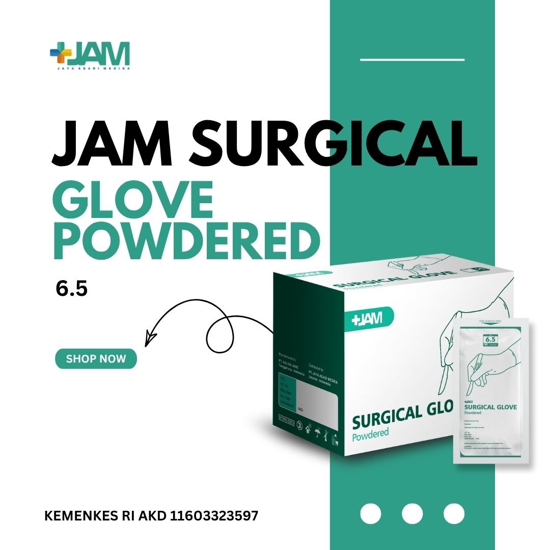 JAM Latex Surgical Sterile Powdered Gloves Size 6.5